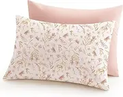 Konssy Toddler Pillowcase 2 Pack, Soft Stretchy Toddler Pillow Case for 13x18 Pillow, Cozy Travel Kids Baby Pillowcases with Envelope Closure (Pink Spring,Pink)