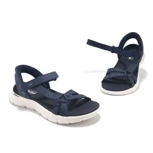 Skechers 涼鞋 Go Walk Flex Sandal-ILLUMINATE Slip-Ins 女鞋 藍白 避震 涼拖鞋 141481NVY