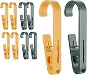 10pcs Large Clothes Pins with Hooks - Sturdy Laundry Hooks with Clips, Reversible Closet Bathroom Hanging Clips for Towel Shower Curtain Boot Hangers Sock Robe