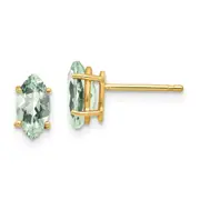 14k Yellow Gold 8x4 Marquise Green Quartz Earring