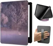 Case for All-New Kindle Paperwhite (7", 12th Generation, 2024 Release) with Hand Strap, Lightweight PU Leather and TPU Soft Back Cover with Auto Wake/Sleep Function (Swan Lake)
