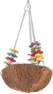 FONDOTIN Parrot Hanging Nest Natural Coconut Shell Hammock for Pet Birds Bird Cage Accessory for Parrots Macaws Cockatoos and More Durable Comfortable Design Random Color