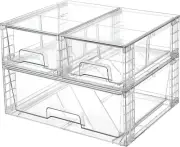 3 Pack Stackable Storage Drawers, Easily Assemble Acrylic Bathroom Undersink,,