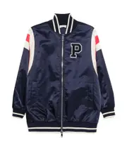 logo-patch bomber jacket S,XS oxford blue