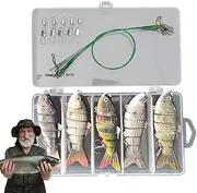 Swim Bait - 5 Pack 3D Multi Jointed Swimming Bait - Saltwater Fish Tackle Kit, Animated Lure, Slow Sinking, Hard Fishing Lures for Saltwater