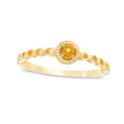 2.9mm Citrine Solitaire Rope Frame Infinity Shank Promise Ring in Solid 10K Yellow Gold