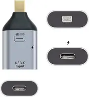 Xiwai USB-C Type C Female Source to Mini Displayport DP Sink HDTV & PD Power Adapter 4K 60hz 1080p for Phone & Laptop