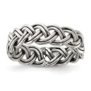 Sterling Silver Oxidize and Polished 6mm Braided Band Ring Size 6