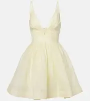[Zimmermann] Zimmermann Illuminate pleated silk and linen minidress AU 12 yellow