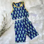 Rhode Activewear Set Naomi Biker Shorts and Mia Sport Tank Bra Large Cobalt Blue