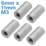 5pcs M3 6mm x 11mm Steel Round Spacer Knife Making Handle Threaded Rod Fastener