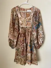 Zimmermann New Chintz Billow Mini Dress Floral Multicolor Size 0