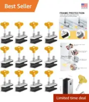 Set of 12 Adjustable Sliding Window Locks with Secure Key - Aluminum