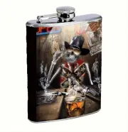 Cowboy Skull Bar L17 8oz Stainless Steel Hip Flask Drinking Whiskey Liquor