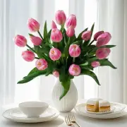 20PCS Fake Tulips Artificial Tulip Silk Flowers Fake PU Bouquet Artificial Fl...