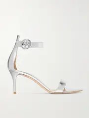 [Gianvito Rossi] Gianvito Rossi - Portofino 70 Metallic Leather Sandals - Silver - IT41 IT 41 Silver