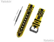 Yellow Black Skull Crossbones Band for 22mm 23mm Lug Width Sport Luxury Watches