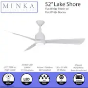 Minka Lake Shore 52" Flat White Blade LED Indoor/Outdoor Ceiling Fan NEW SEALED