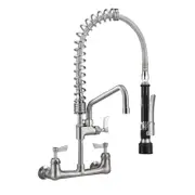 3Monkeez Stainless Steel Exposed Breech Wall Mount Pre Rinse Unit With 12" Pot Filler Including Spreaders - Taps and Rinse Jets (T-3M53473-C) - T-3M53473-C
