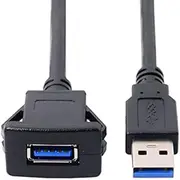NFHK 1m Waterproof Single USB 3.0 Extension Latch Mount Car AUX Cable for Dashboard Panel