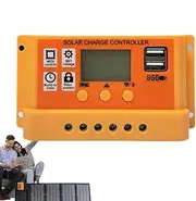 Solar Panel Charge Controller | 30A PWM Solar Charge Controller with Double USB Port | Multiple Load Control Modes Panel Battery Intelligent Regulator 12V 24V for mobiles