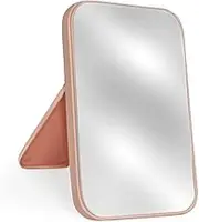 19.8x13.4 cm Table Desk Vanity Makeup Mirror, Simple Portable Travel Mirror with Stand, Standing and Wall Hanging Dual-use, Pink