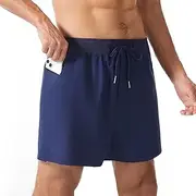 [LORSPORTCH] Men's Running Shorts with Zip Pockets Lightweight Quick Drying Basketball Gym Workout Athletic Shorts
