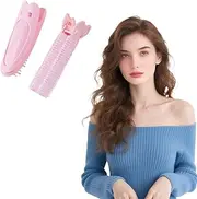 2 Pack Hair Curlers Rollers with Clips, Daily USE Volume Hair Clip, Duckbill Clips Hair Rollers for Long Medium Short Thick Fine Volume Bangs, Rollers for Hair Curling Pink