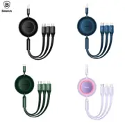 Baseus Retractable 3in1 USB Fast Charging Data Cable Line For iPhone Micro USB-C