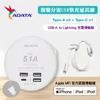 在飛比找momo購物網優惠-【ADATA 威剛】4孔USB 智慧分流快充延長線UB-23