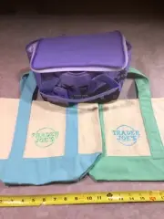 2 Trader Joe’s (green, blue) Mini Canvas Tote Bag & Mini Insulated tote Set