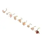 9pcs Nose Studs Set Golden Stainless Steel L Shape Shiny Zircon Decoration N DY9