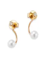 Zoe Chicco 14K Yellow Gold Cultured Freshwater Pearl & Diamond Front to Back Earrings