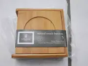 Gibson Home Natural Trends Collection 5 Piece Sq. Bamboo Coaster Set & Holder