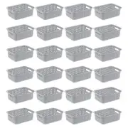 Sterilite 11" Small Weave Open Bin Organize Wicker Storage Basket, Grey, 24 Pack
