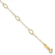 14k Yellow Gold Oval Shapes Anklet 10" w/1in ext. 0.94gm for Women