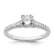 0.75ct. CZ Solid Real 14k White Polish 3/4ct Round Engagement Dia Ring