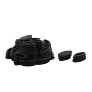 Table Feet Plastic Oval Design Tube Pipe Insert End Cap Black 20mm x 39mm 30Pcs