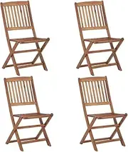 'vidaXL Acacia Wood Outdoor Chairs - Folding, Weather-Resistant Dining Chairs for Garden, Patio & Terrace - Brown, Set of 4