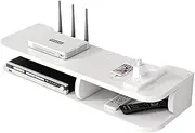 WiFi Router Storage Box Floating Shelves TV Set-Top Rack, Wall-Mounted Multi-Layer Cable Management Storage Shelf for Wall Decoration - White|| 57 * 10cm