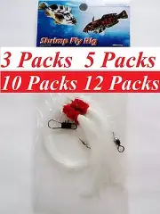 3,10,24 packs size 5/0 shrimp fly rigs white Rockfish Bait Select Packs
