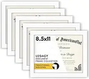 Americanflat 8.5x11 Diploma Frame in White - Set of 5 - Use as 8.5x11 Picture Frame, Certificate Frame, or Document Frame - with Plexiglass Cover and Sawtooth Hanger for Wall and Tabletop