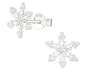 Silver Snowflake Cubic Zirconia Stud Earrings