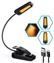 Book Light, Reading Light, Rechargeable LEDs Clip On 3 Modes Warm Amber Light