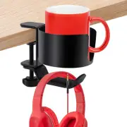 Headphone Hanger with Cup Holder, 2-In-1 Anti-Spill Cup Holder with under Des...
