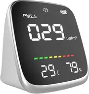 CO2 Detector - Air Quality Monitor | Air Monitor for Home | Real-Time Portable LED Digital Display USB Charging PM2.5 Temperature and Humidity with Air Quality Indicators for Home, & Office