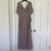 Adriana Patella beaded mesh gown size 10 color cameo one of a kind