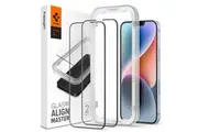 SPIGEN iPhone 16e/ 14/ 13/ 13 Pro Screen Protector, Genuine AlignMaster Full Cover Tempered Glass 2PCS for Apple - Black