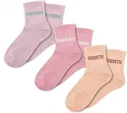 [Sud Trading Company] Cute Charming Flirtatious Trio Socks Set, Multi-Colour, 34, multicoloured, 34