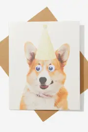 [Typo] Typo - Premium Funny Birthday Card - Corgi party hat googly eyes SOLID CORGI PARTY HAT GOOGLY EYES